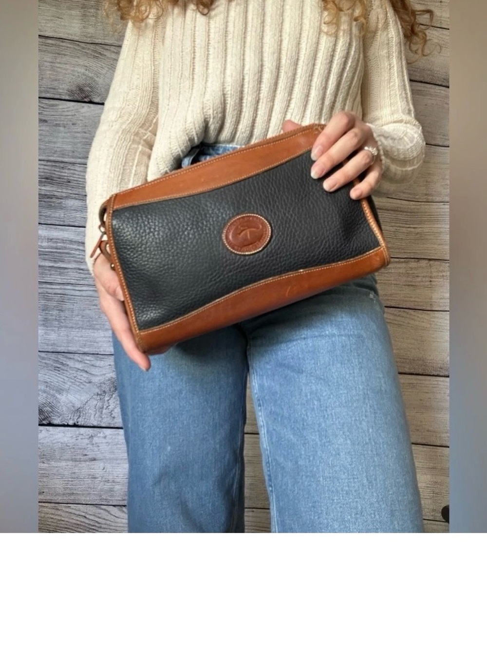 Vintage Dooney & Bourke all leather Black and Tan crossbody bag